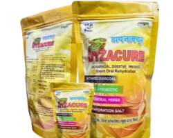 DYZACURE Powder – Anti-diarrheal veterinary ORS powder & toxin binder for animals. Restores rumen pH, improves digestion, hydration & appetite. DYZACURE Powder